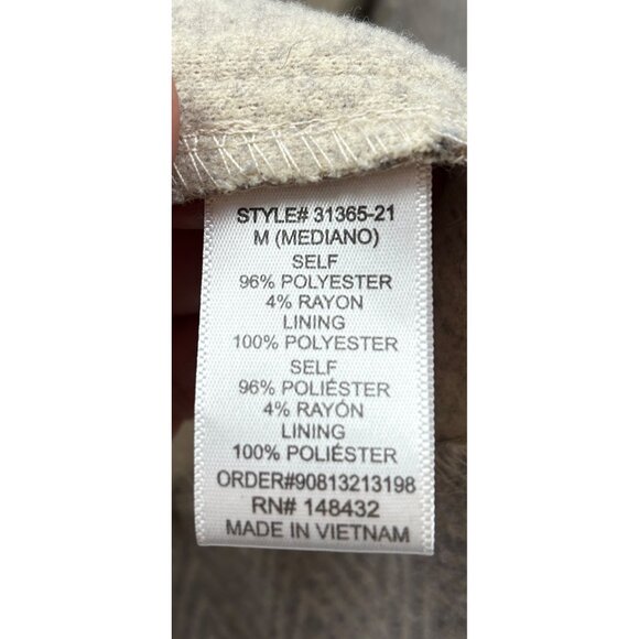 BéCool Coat Womens Medium Gray Herringbone Single Button Overcoat Parisian Chic - Picture 6 of 8